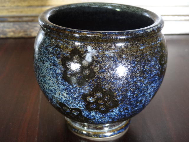 窑变蓝金扣足杯