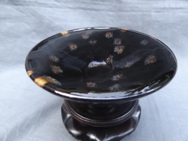 曜变蓝金小斗笠盏