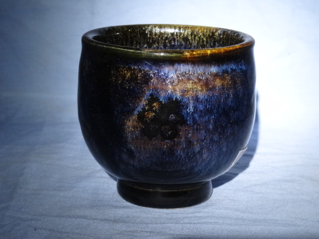 窑变蓝金茶杯