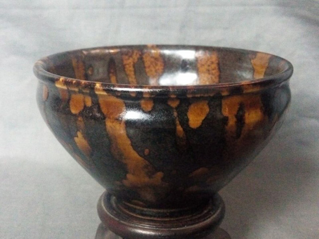 仿古亚光釉虎皮纹茶盏