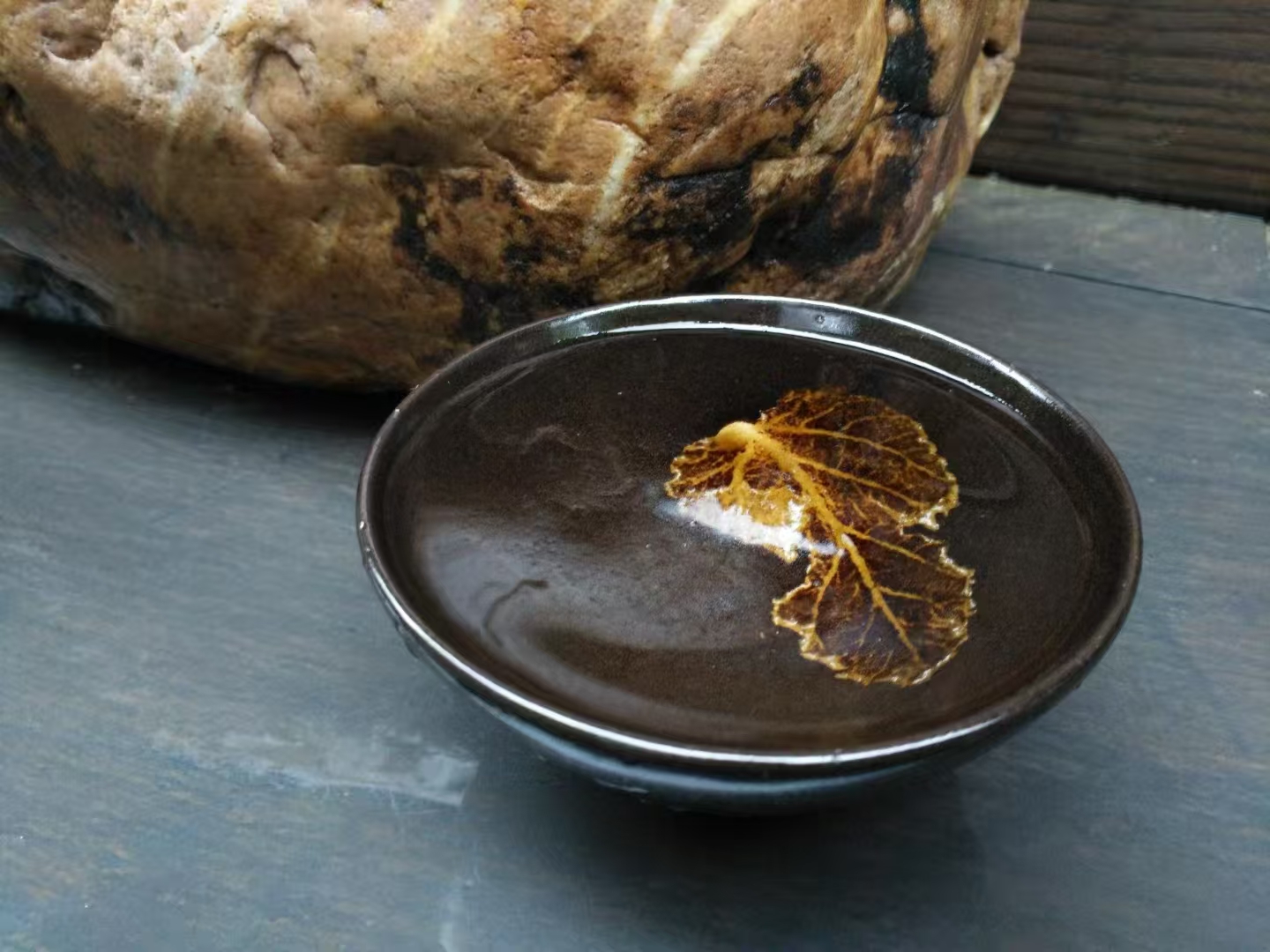 柴烧仿古木叶盏