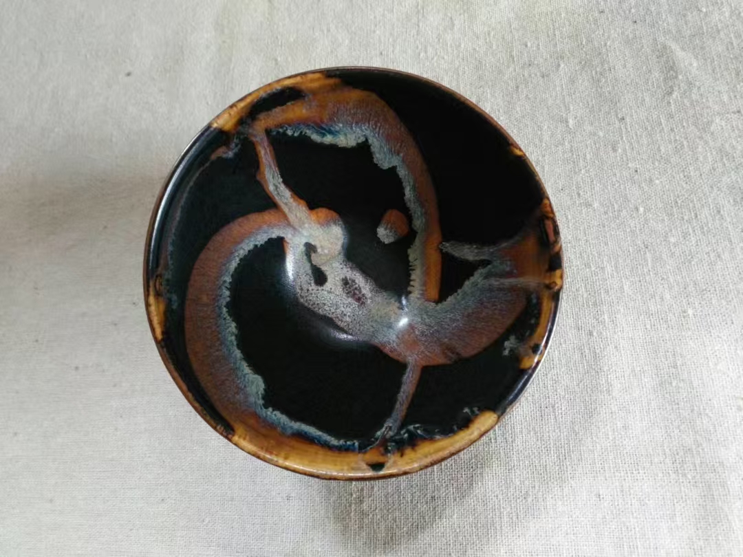 材烧仿古撒彩盏